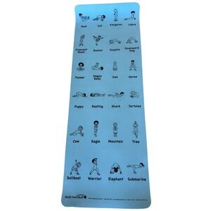 Really Good Stuff Yoga Mat Blue Instructional Poses Kids Exercise Mat with Strap